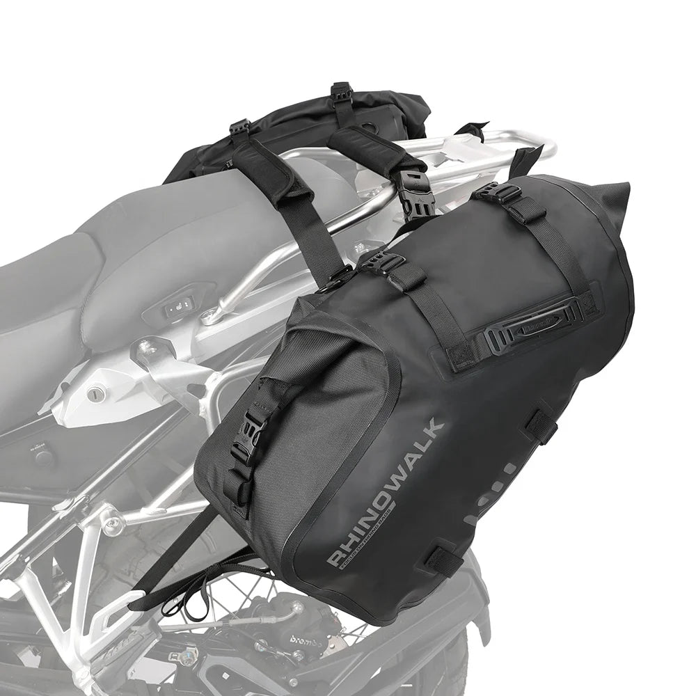 Rhinowalk  Motorcycle Waterproof Saddle Bag 48L Bike Tail Seat Luggage for Off/On Road ADV Long Distance Touring