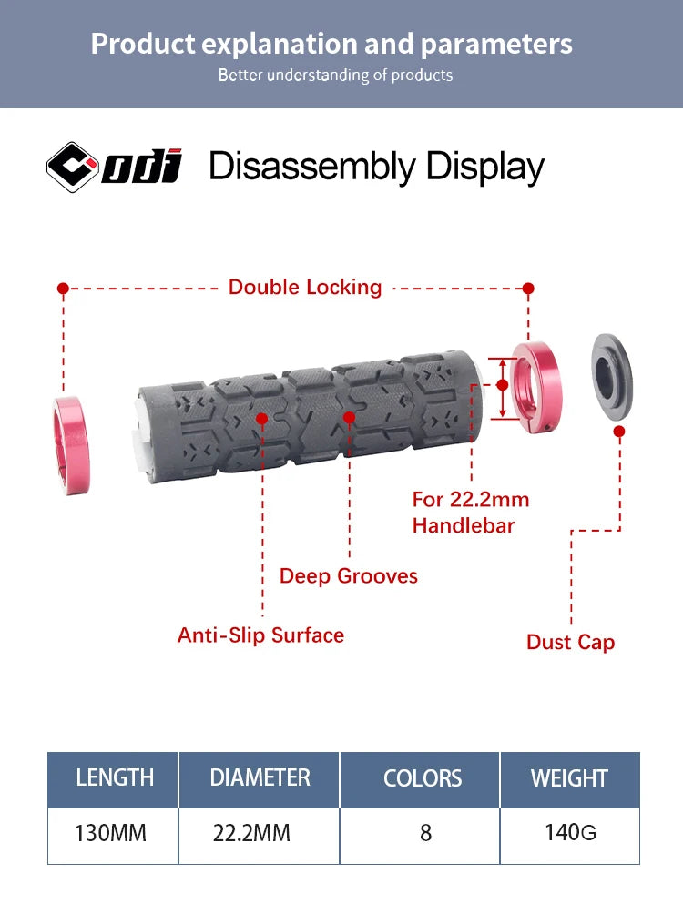 Lock-On Handlebar Grips Anti-Slip for Off-Road & Adventure Motorcycles