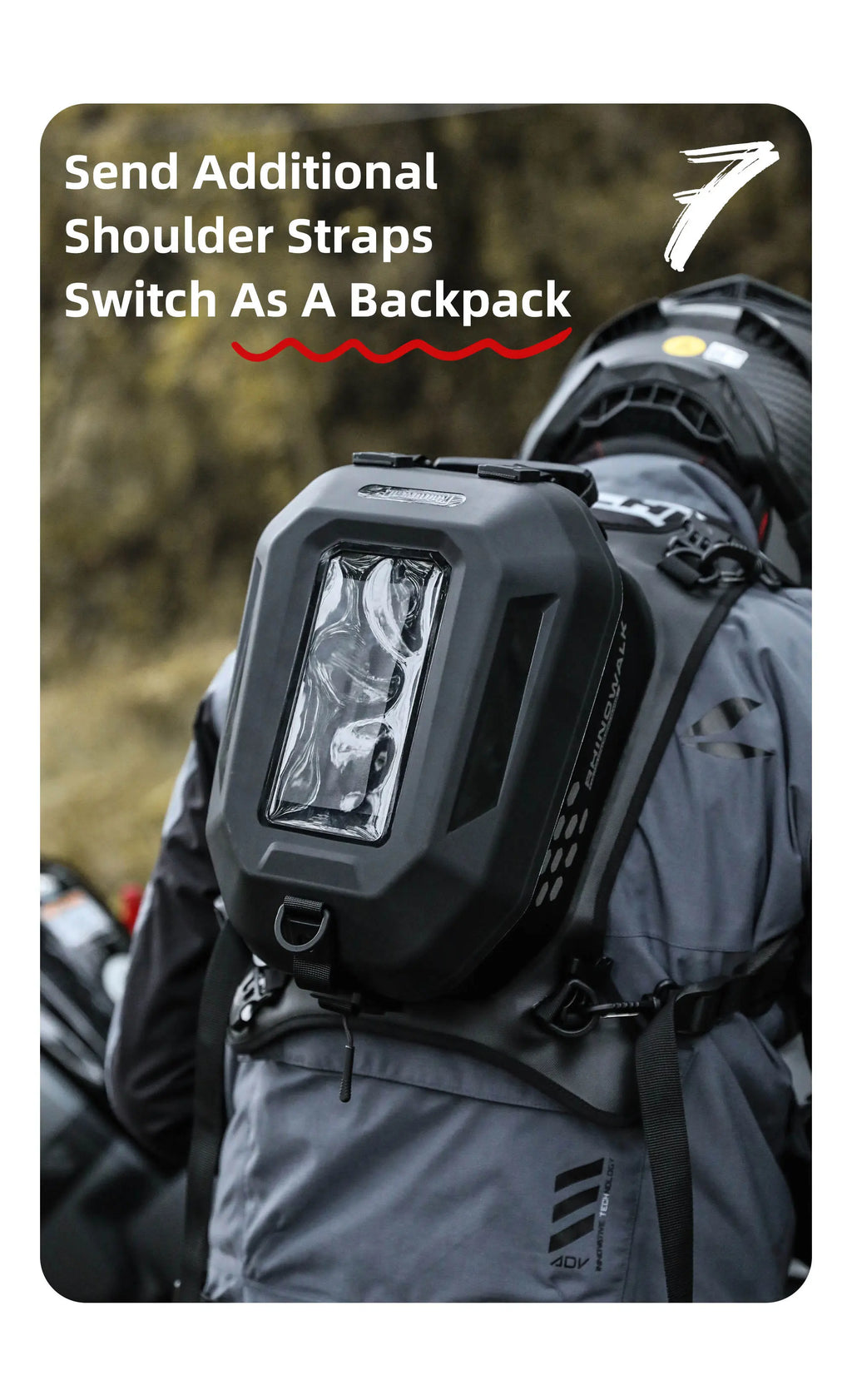 Rhinowalk Tank Bag 5.6L – Carcasa Rígida, Impermeable, Soporte Táctil para Teléfono