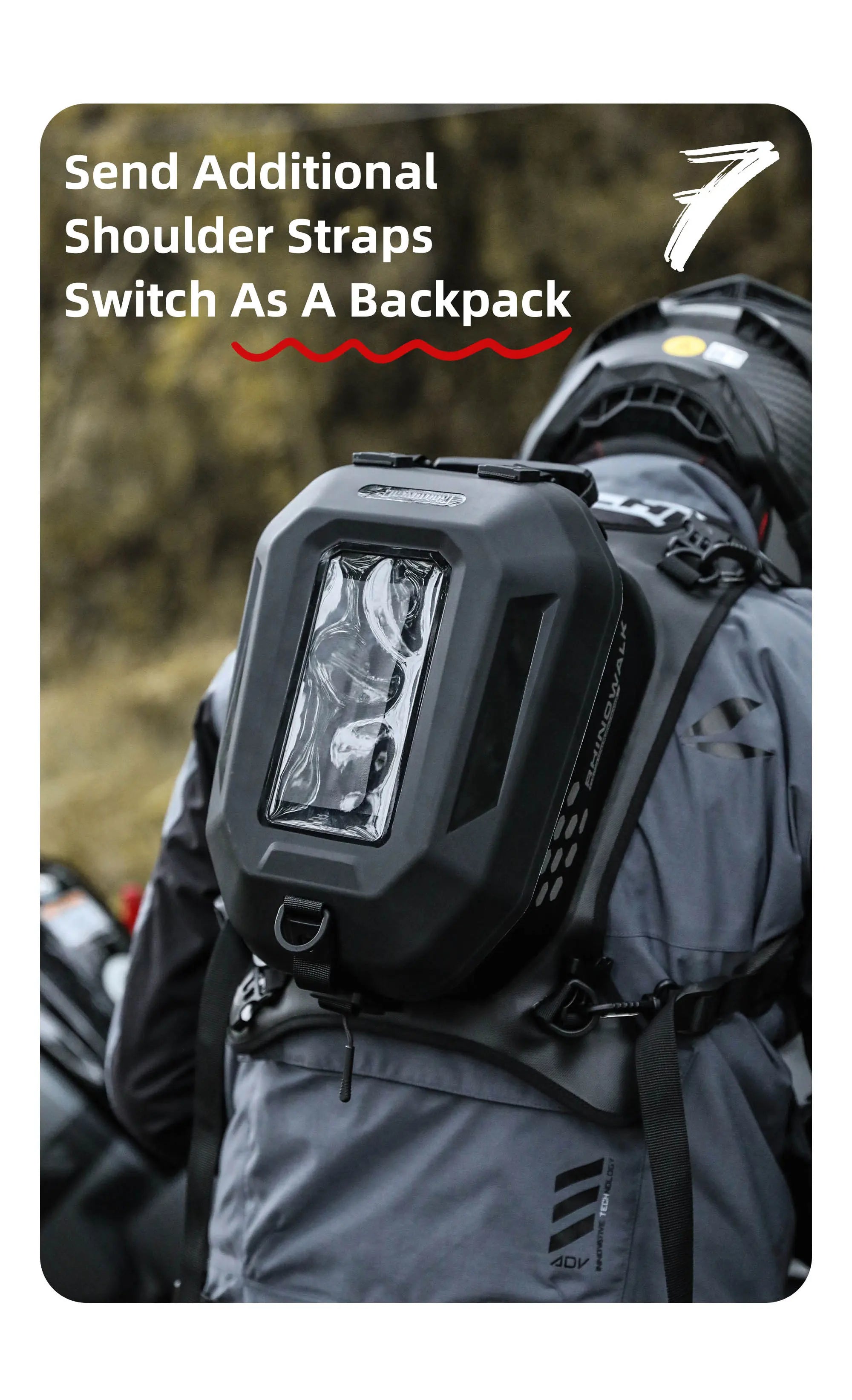 Rhinowalk Tank Bag 5.6L – Carcasa Rígida, Impermeable, Soporte Táctil para Teléfono