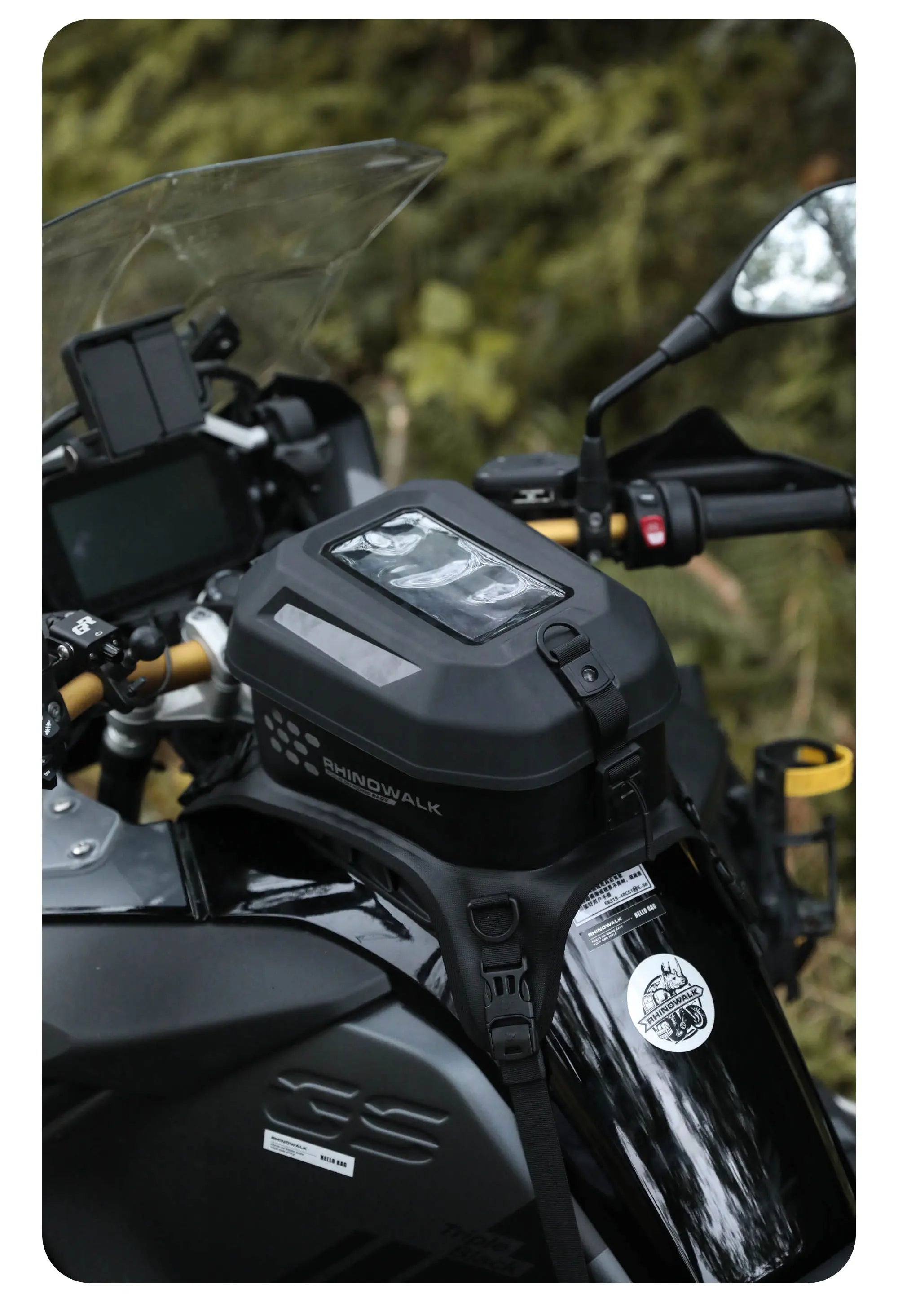 Rhinowalk Tank Bag 5.6L – Carcasa Rígida, Impermeable, Soporte Táctil para Teléfono