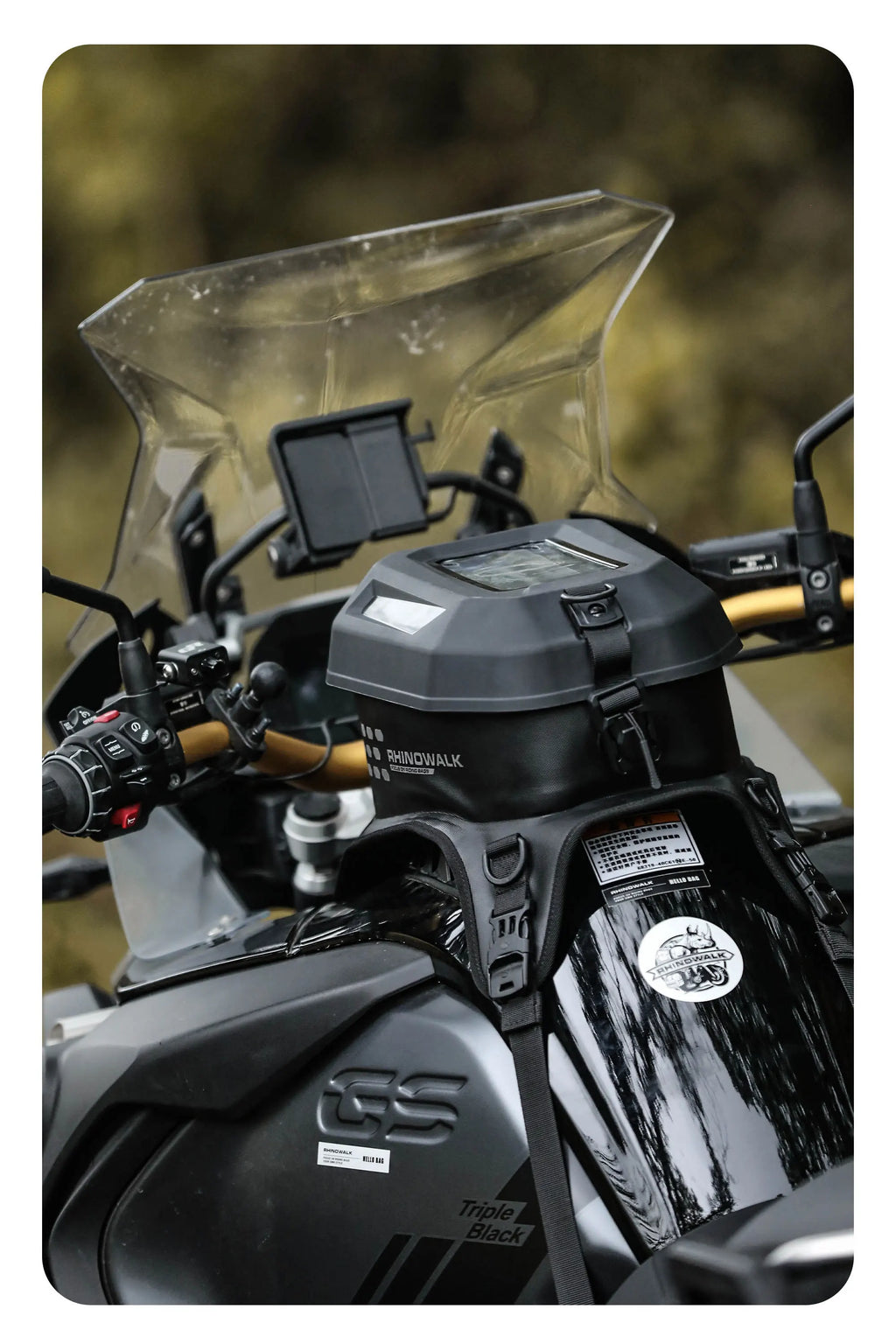 Rhinowalk Tank Bag 5.6L – Carcasa Rígida, Impermeable, Soporte Táctil para Teléfono