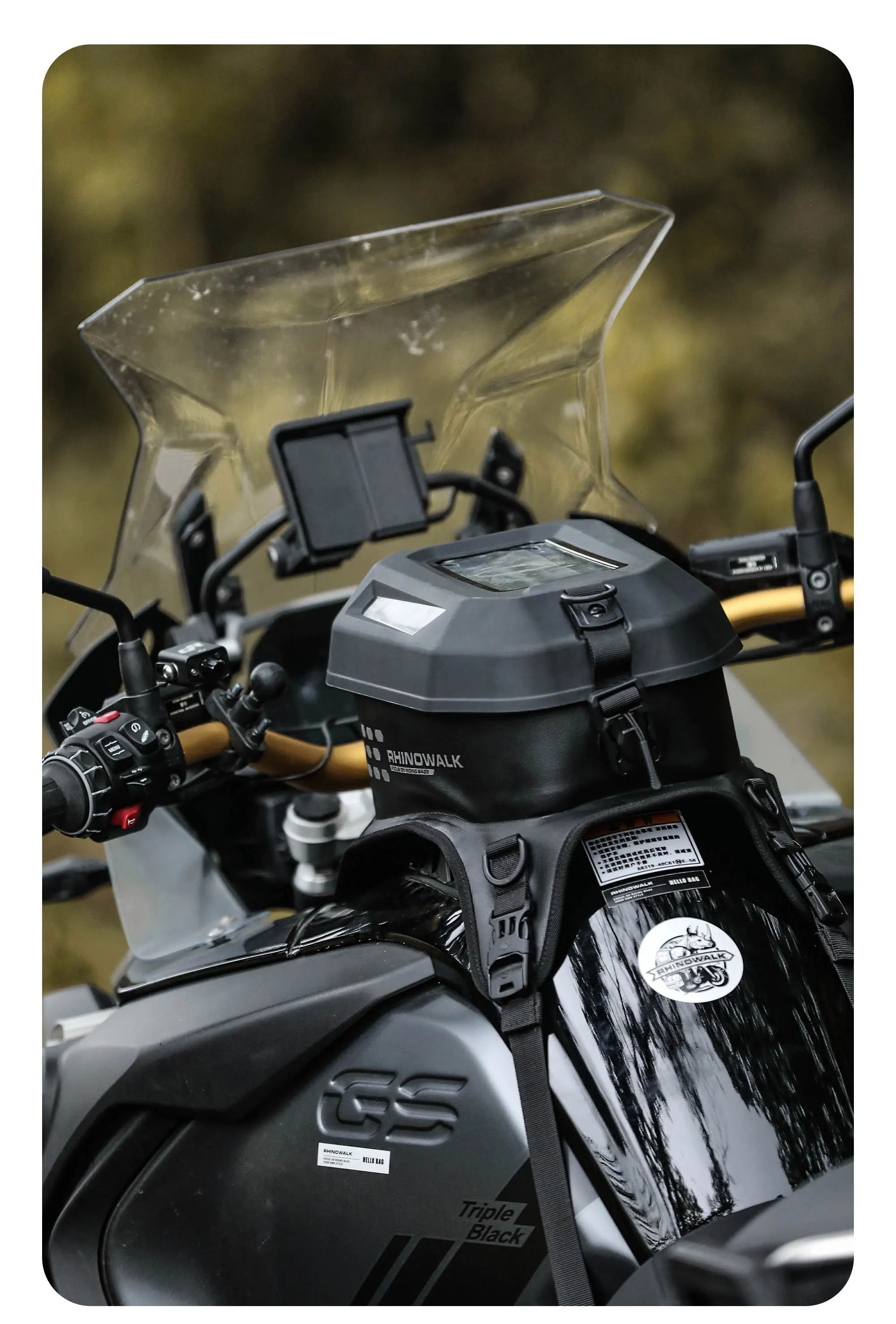 Rhinowalk Tank Bag 5.6L – Carcasa Rígida, Impermeable, Soporte Táctil para Teléfono