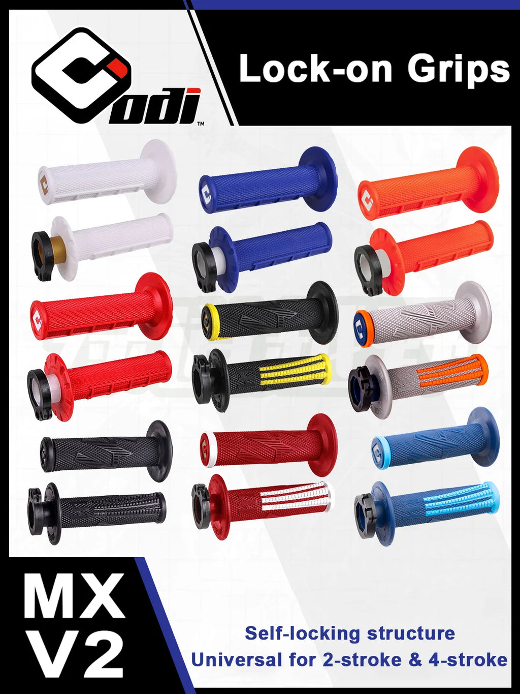 ODI Motorcycle Universal Grips 7/8" 22mm Hand Grip Snap-on Cam Lock-on Grips Handlebar Grips For KTM CRF SXF EXC Motocross