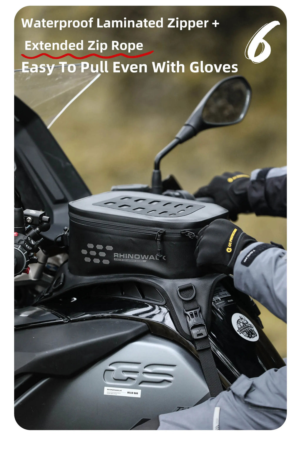 Rhinowalk Tank Bag 5.6L – Carcasa Rígida, Impermeable, Soporte Táctil para Teléfono