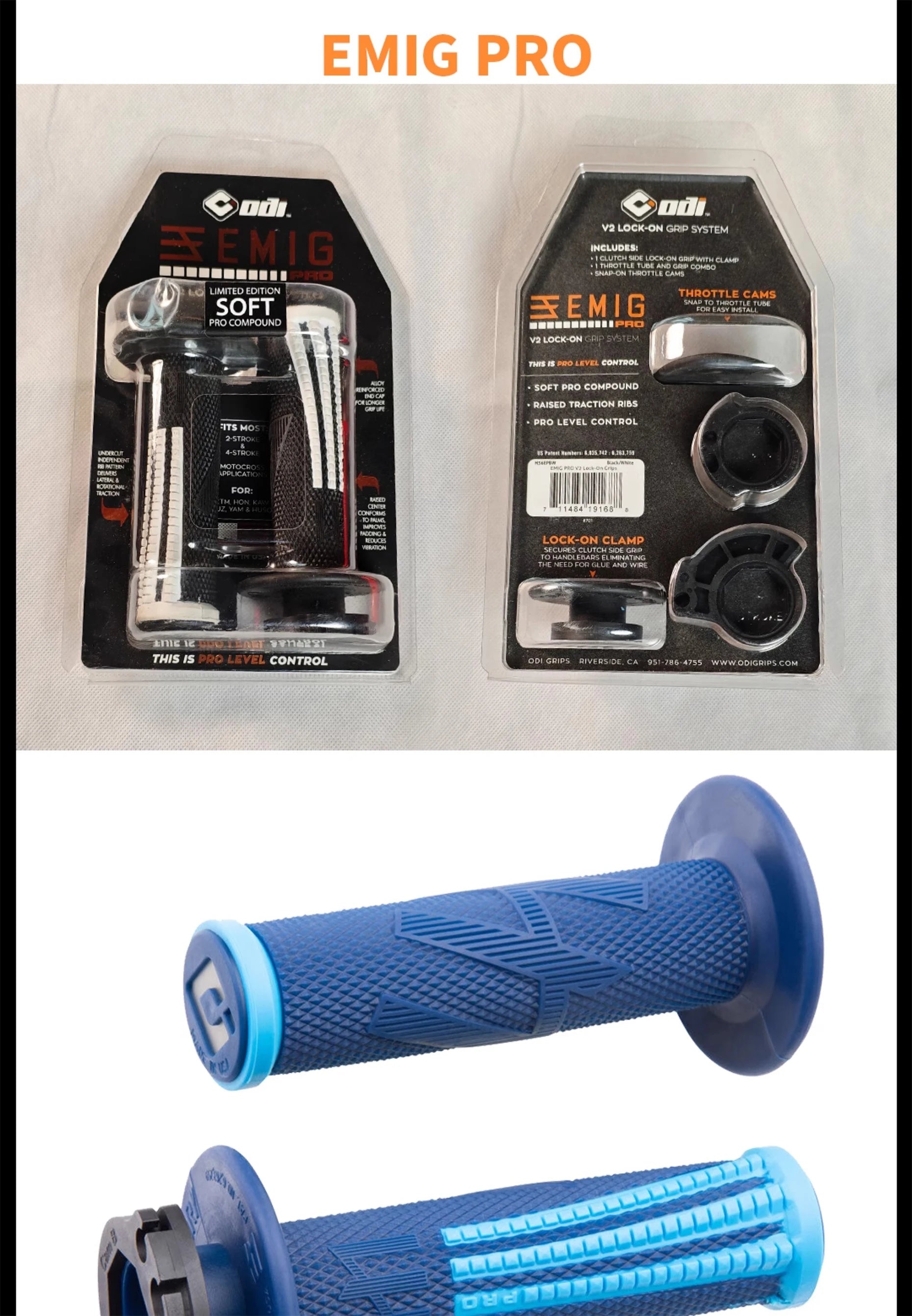 ODI Motorcycle Universal Grips 7/8" 22mm Hand Grip Snap-on Cam Lock-on Grips Handlebar Grips For KTM CRF SXF EXC Motocross