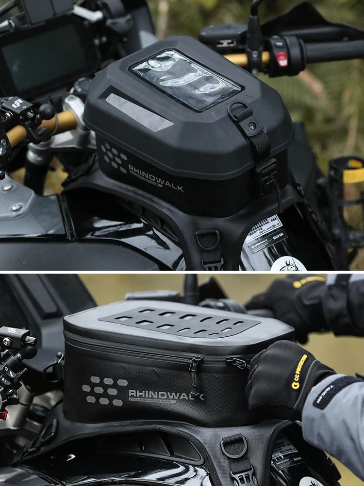 Rhinowalk Tank Bag 5.6L – Carcasa Rígida, Impermeable, Soporte Táctil para Teléfono