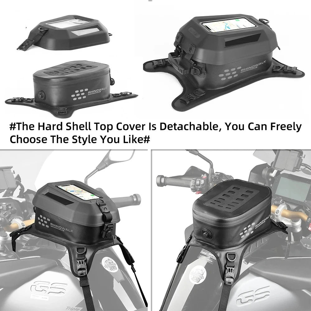 Rhinowalk Tank Bag 5.6L – Carcasa Rígida, Impermeable, Soporte Táctil para Teléfono